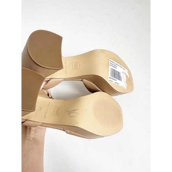 Ann Taylor Leather Platform Mule Sandals Nude Tan - Size 10 - Picture 5 of 5